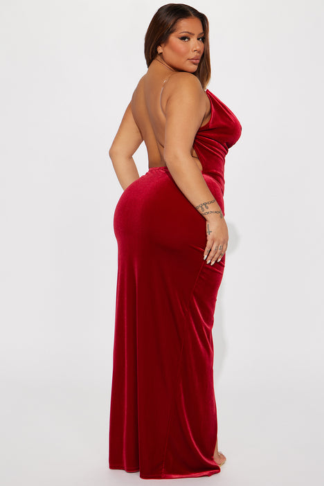 Your Best Shot Velvet Maxi Dress Red