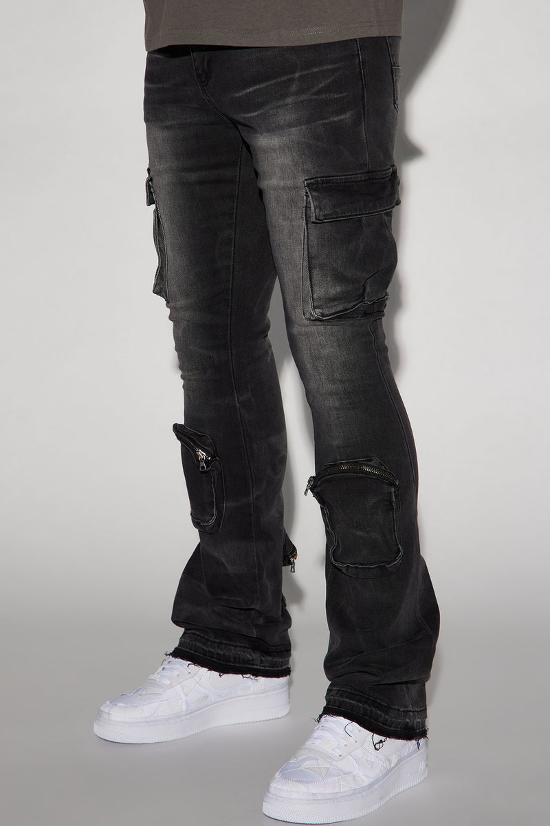 Upside Cargo Stacked Skinny Flare Jeans - Black | Fashion Nova, Mens ...