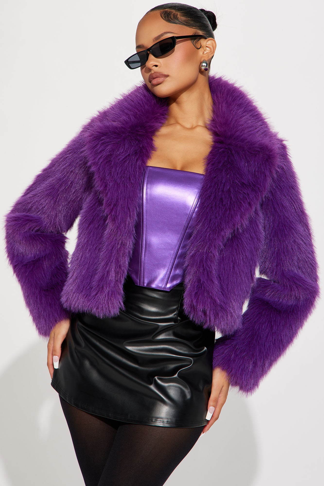 Foxy Mama Faux Fur Jacket - Purple