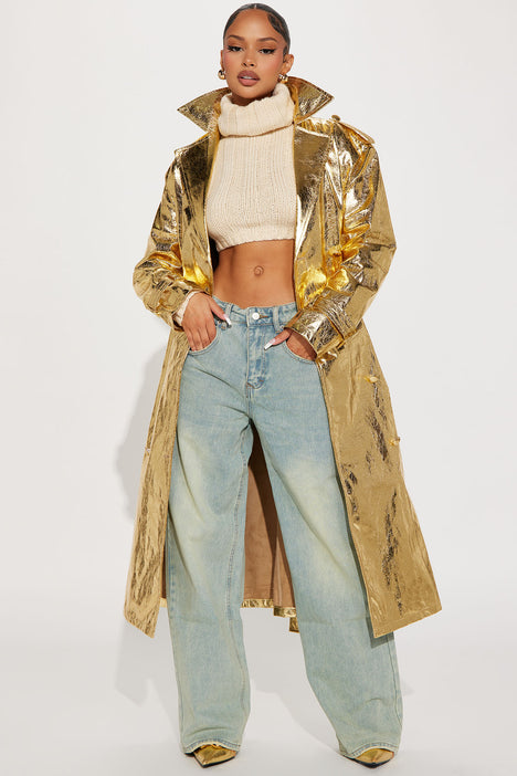 Golden Year Metallic Trench Gold