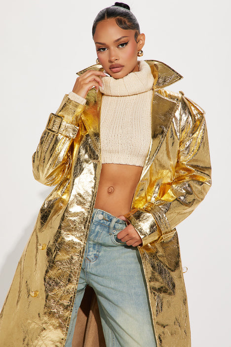 Golden Year Metallic Trench Gold
