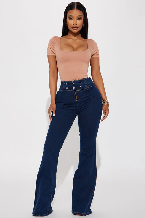 Dark wash high clearance waisted flare jeans