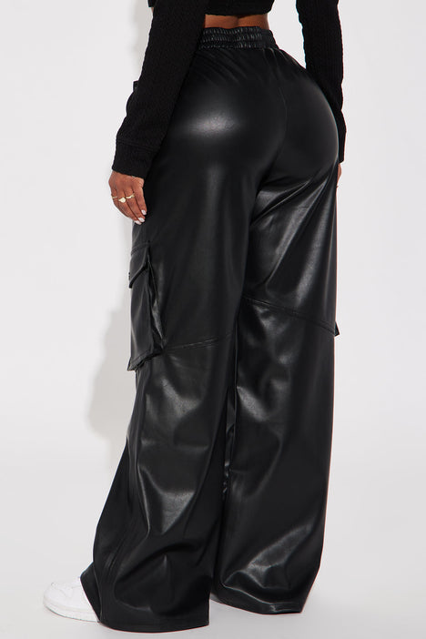 Something About You Faux Leather Cargo Pant 32 - Black, Fashion Nova, Pants