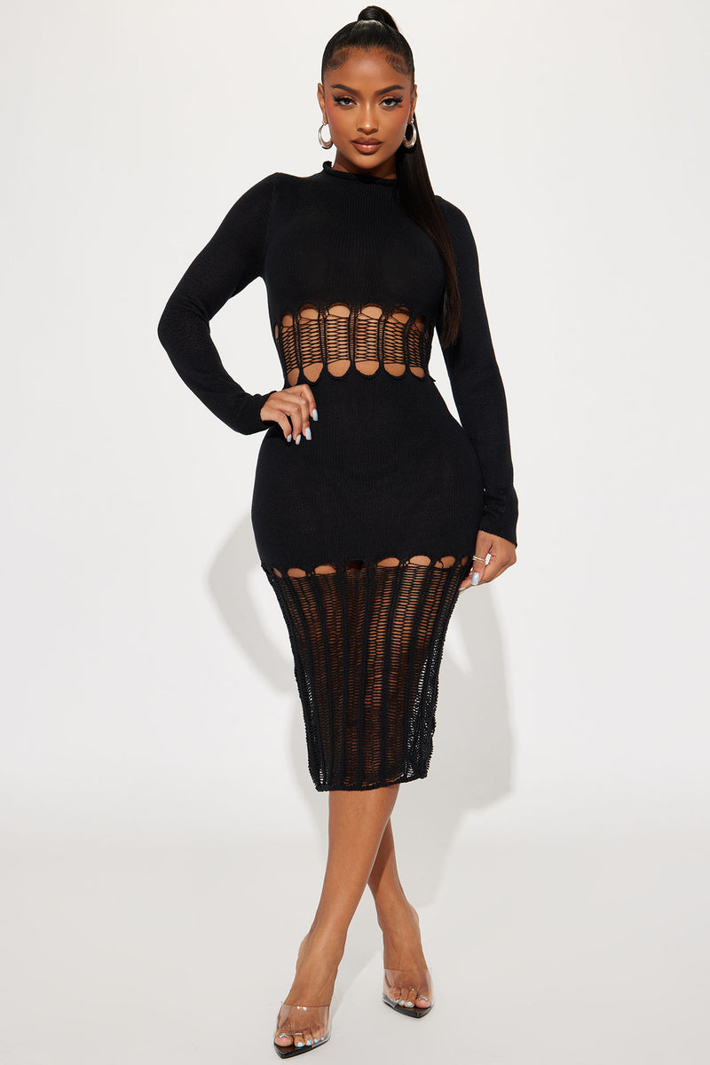 Tamara Sweater Midi Dress - Black | Fashion Nova, Dresses | Fashion Nova