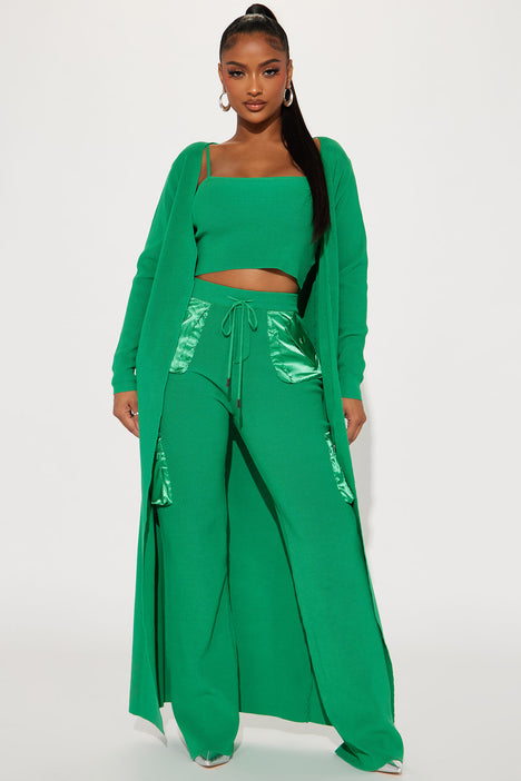 Jamie 3 Piece Sweater Pant Set Green