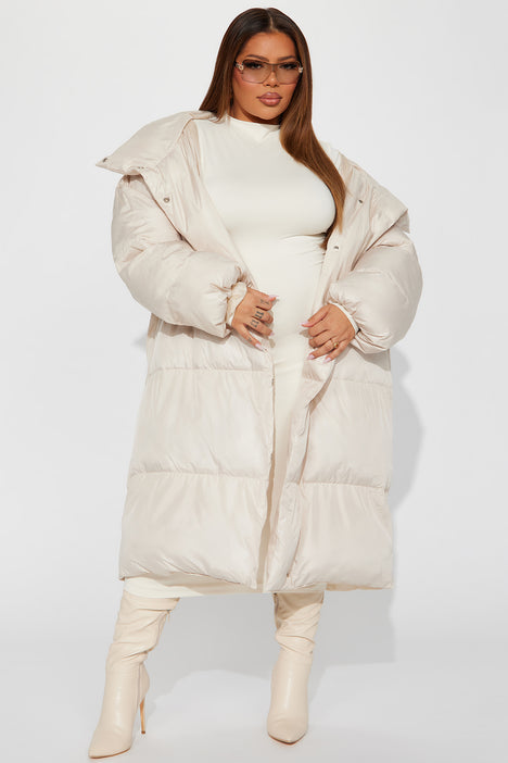 Long nude online puffer coat