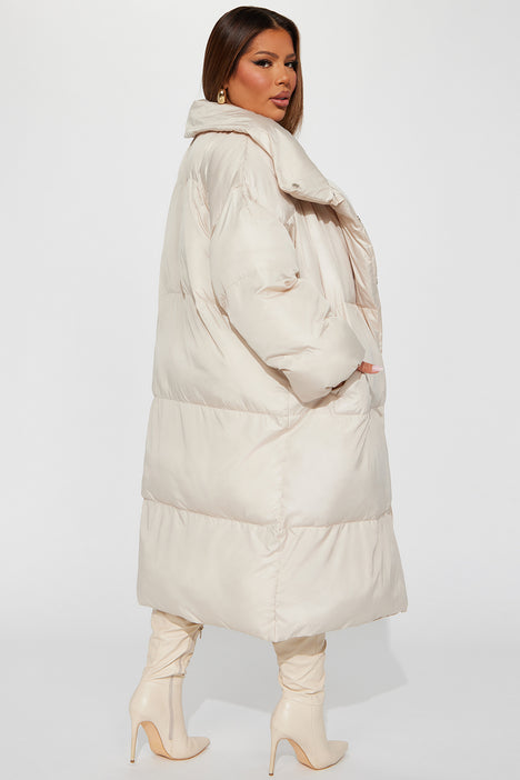 Nude puffer coat with hood sales
