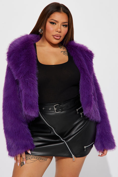 purple fur coat plus size