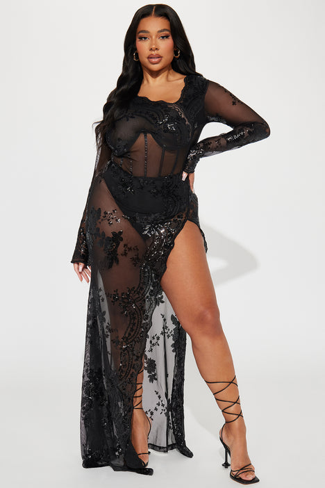 Glam Factor Sequin Maxi Dress Black Fashion Nova Dresses