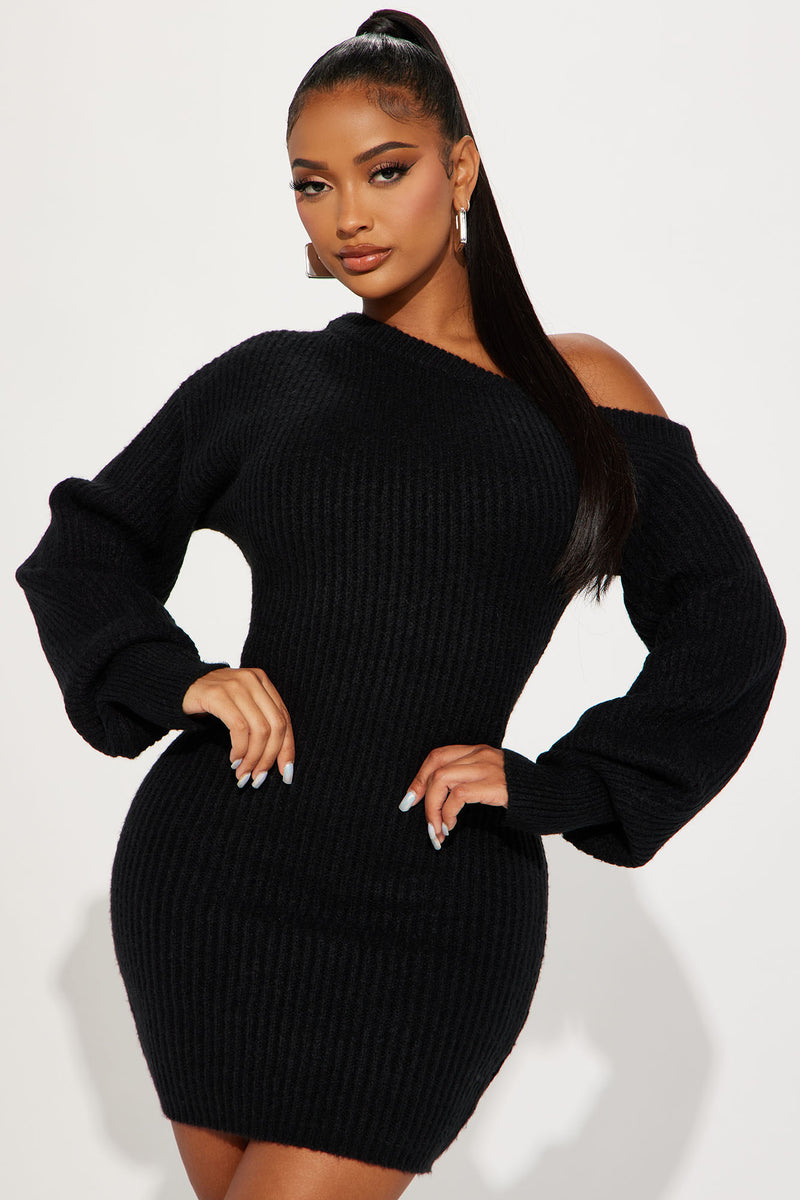 Sophie Sweater Mini Dress - Black | Fashion Nova, Dresses | Fashion Nova
