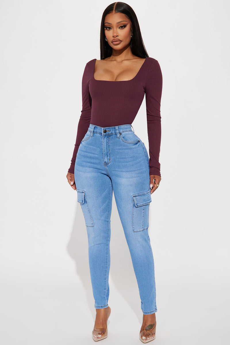 On The Roster Stretch Cargo Jean Medium Wash Fashion Nova, Jeans