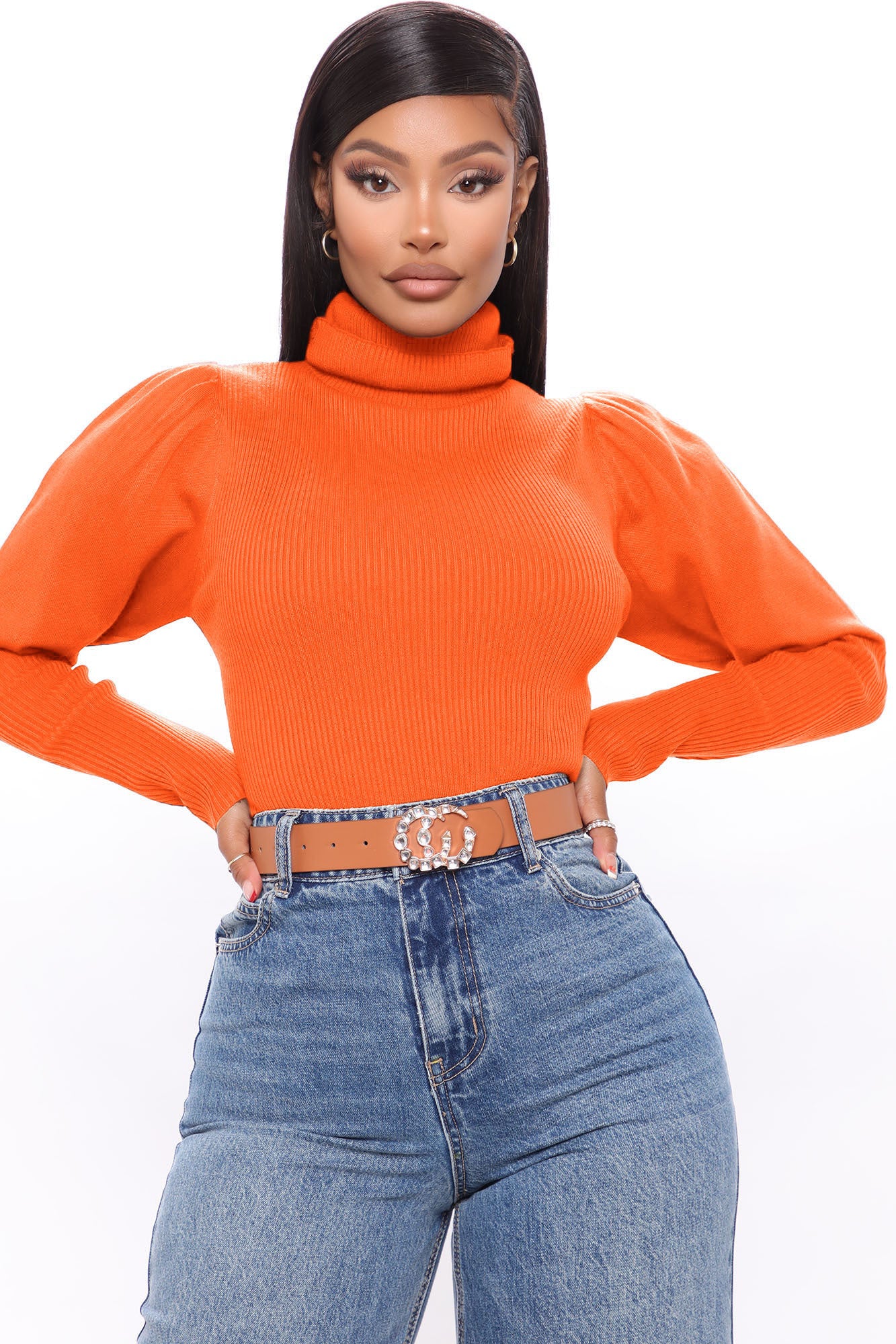 Cropped orange hotsell turtleneck sweater