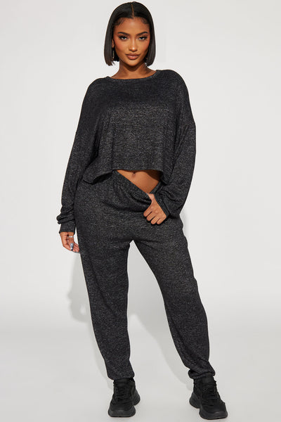 All Yours Cozy Jogger Set - Black