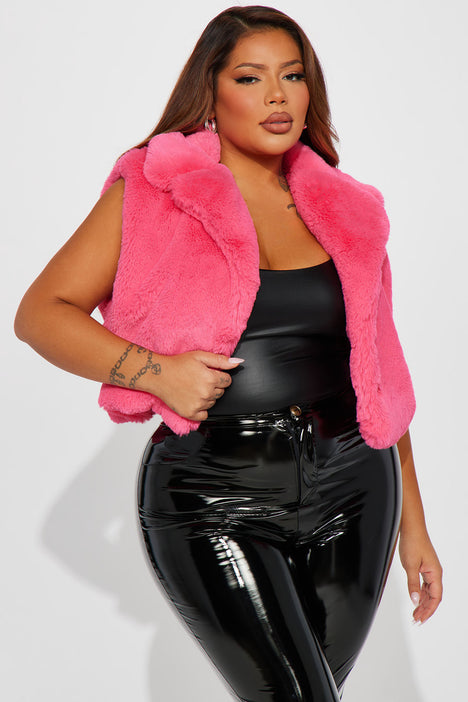 Plus size pink fur deals vest
