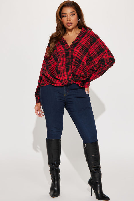 Red plaid shirt black jeans deals