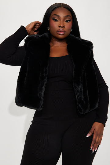 Plus size black fur outlet jacket