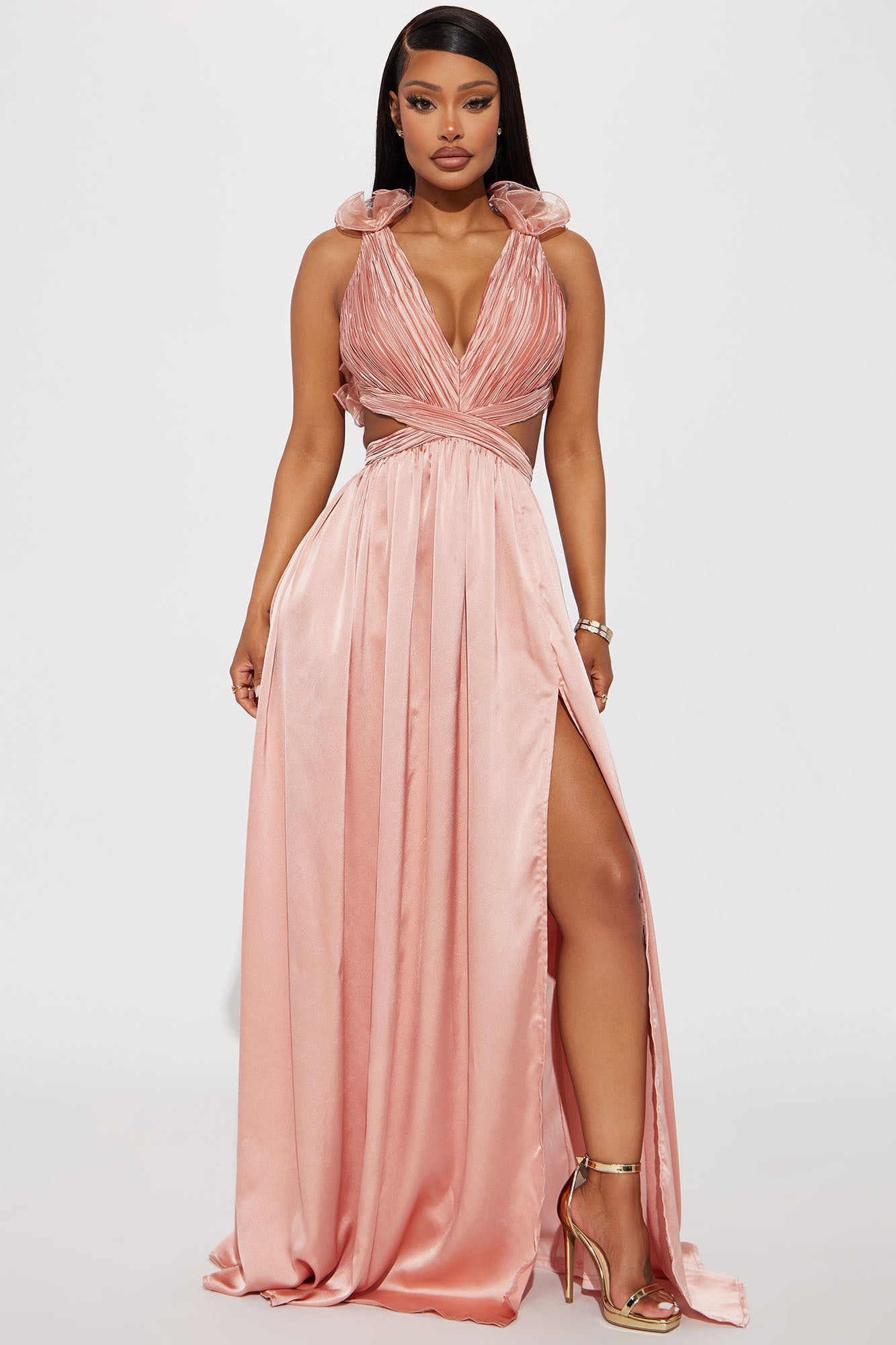 Going To The Chapel Satin Maxi Dress Champagne