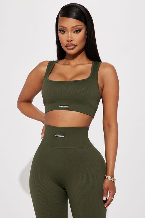 Effortless Orpheus Ribbed Seamless Bra Top - Olive, Fashion Nova, Nova  Sport