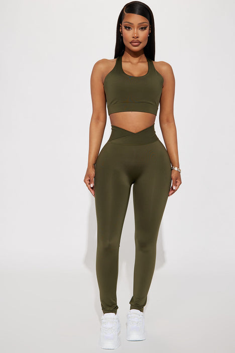 Olive green shop active leggings