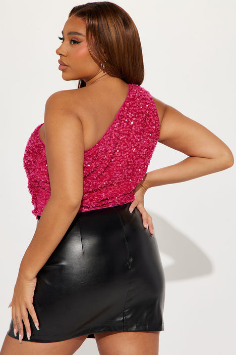 Hot pink 2025 one shoulder top