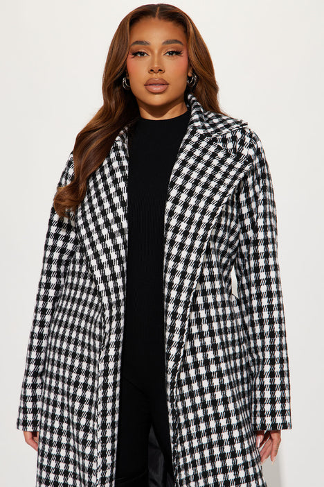 Women's plus size best sale houndstooth coat
