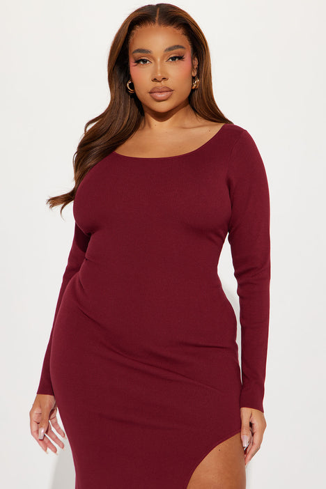 Adrianna Sweater Midi Dress Wine Fashion Nova Dresses