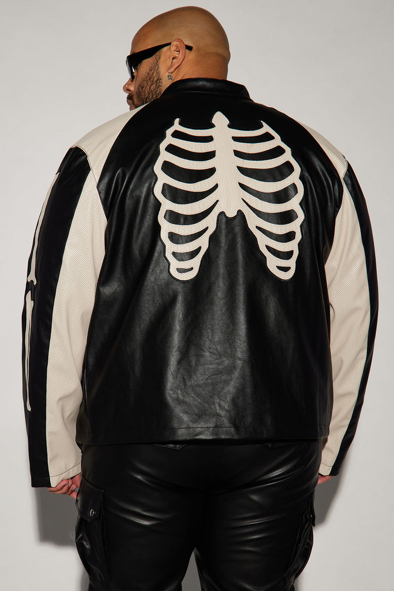 Bones Faux Leather Motocross Jacket - Black | Fashion Nova, Mens ...