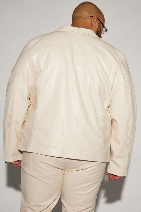 Cream leather sales jacket mens