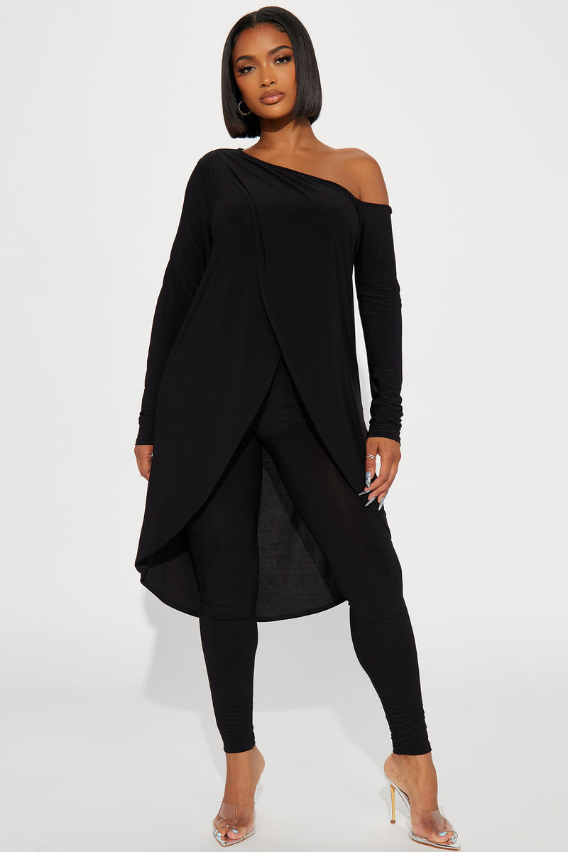 Talk To Me Off shoulder Legging Set - Black | Fashion Nova, Matching ...