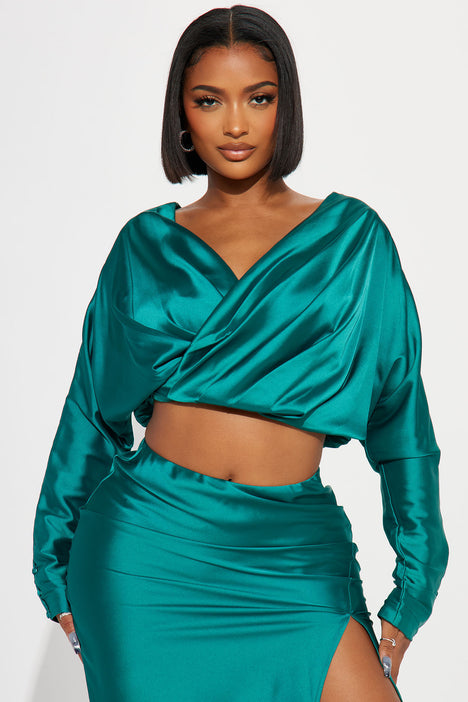 Satin skirt sale and crop top