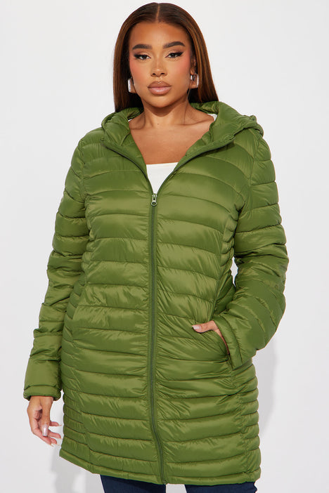 Women's olive hotsell puffer coat