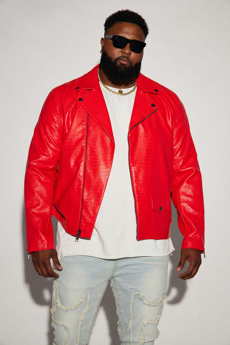 Faux crocodile leather jacket outlet