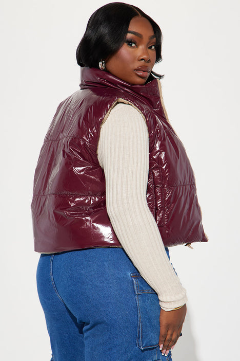 Burgundy puffer on sale vest womens