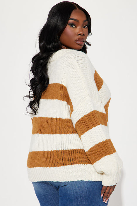 Camel striped hotsell sweater