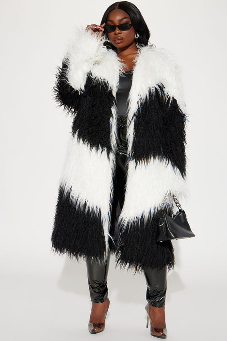 Divine Faux Fur Coat Black White Fashion Nova Jackets Coats