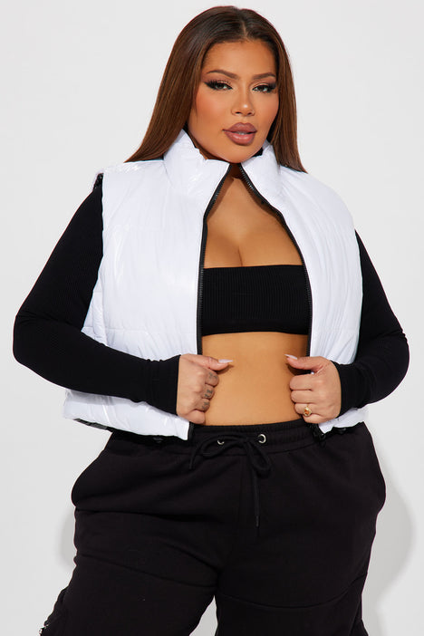 Plus size white puffer vest top