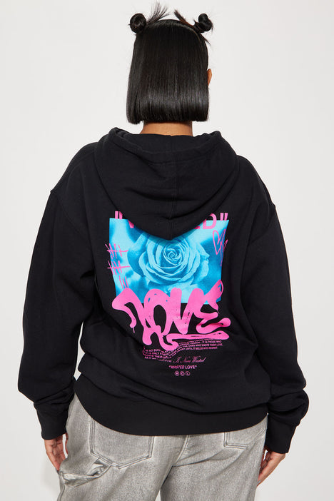 Wasted Love Graphic Hoodie Black Fashion Nova Screens Tops