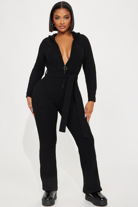 Black sweater jumpsuit sales