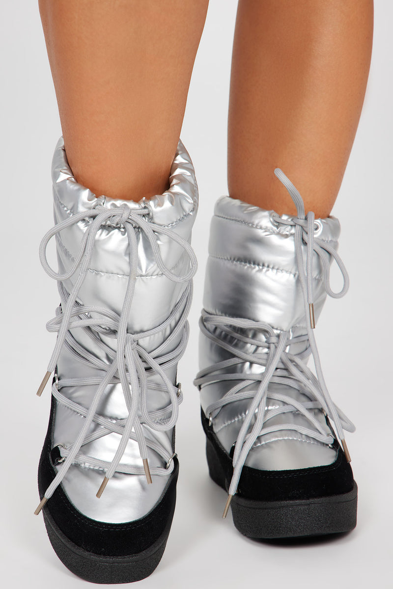 Just Yesterday Flat Boots - Silver | Fashion Nova, Shoes | Fashion Nova