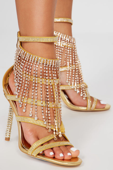 No Dull Moments Heeled Sandals Gold Fashion Nova Shoes