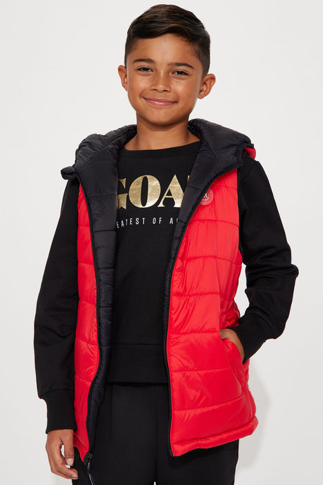 Boys red hoodie vest 2025