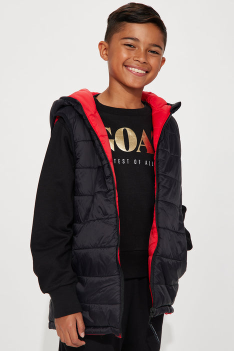 Mini Reversible Hooded Vest Red Black