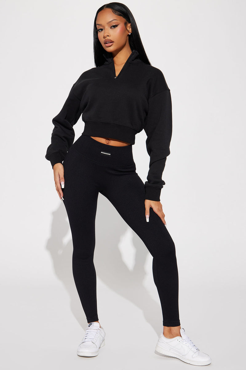 Olivia Cropped Half Zip Pull Over - Black | Fashion Nova, Lounge ...