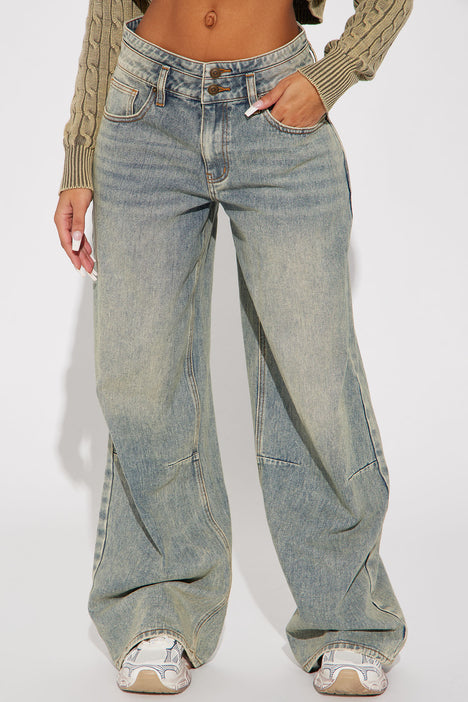 Artesia Tinted Baggy Non Stretch Jeans - Light Wash, Fashion Nova, Jeans