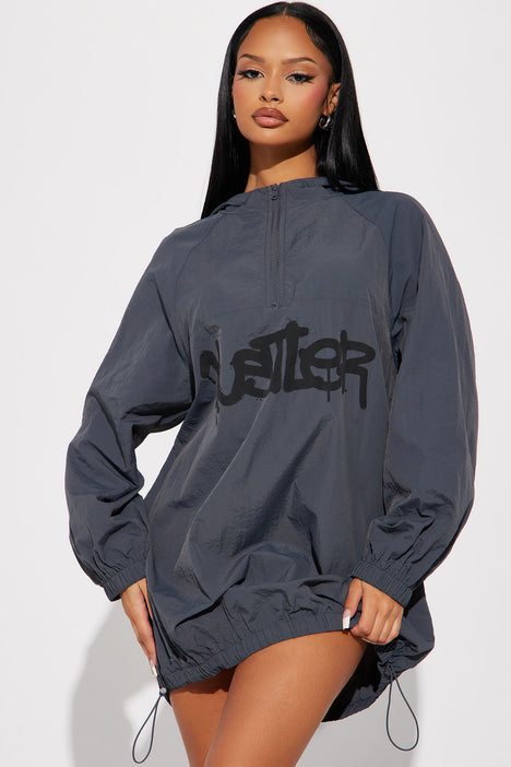 Hustler Windbreaker Mini Dress Grey