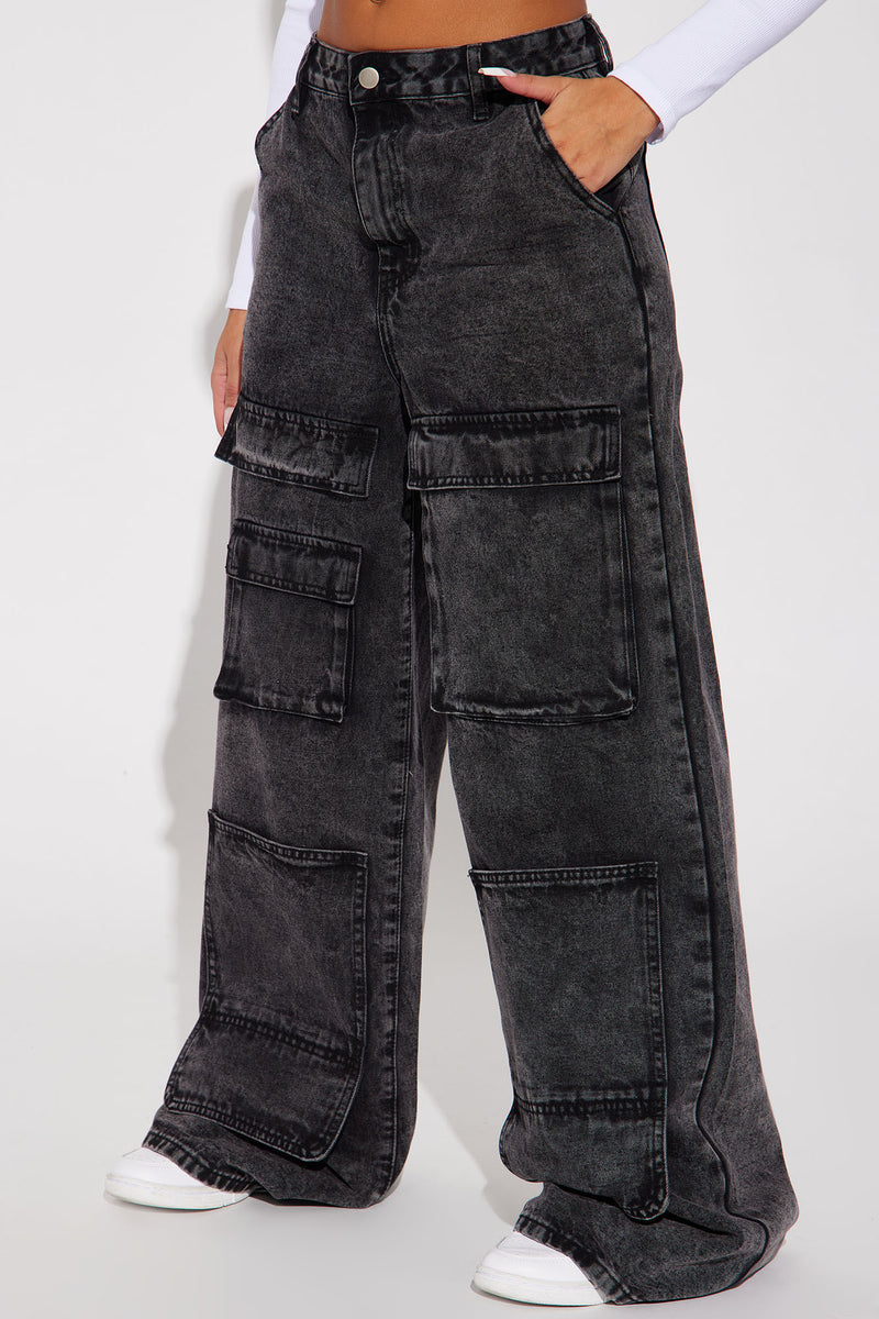 Keep It Real Non Stretch Cargo Jean - Black Wash | Fashion Nova, Jeans ...
