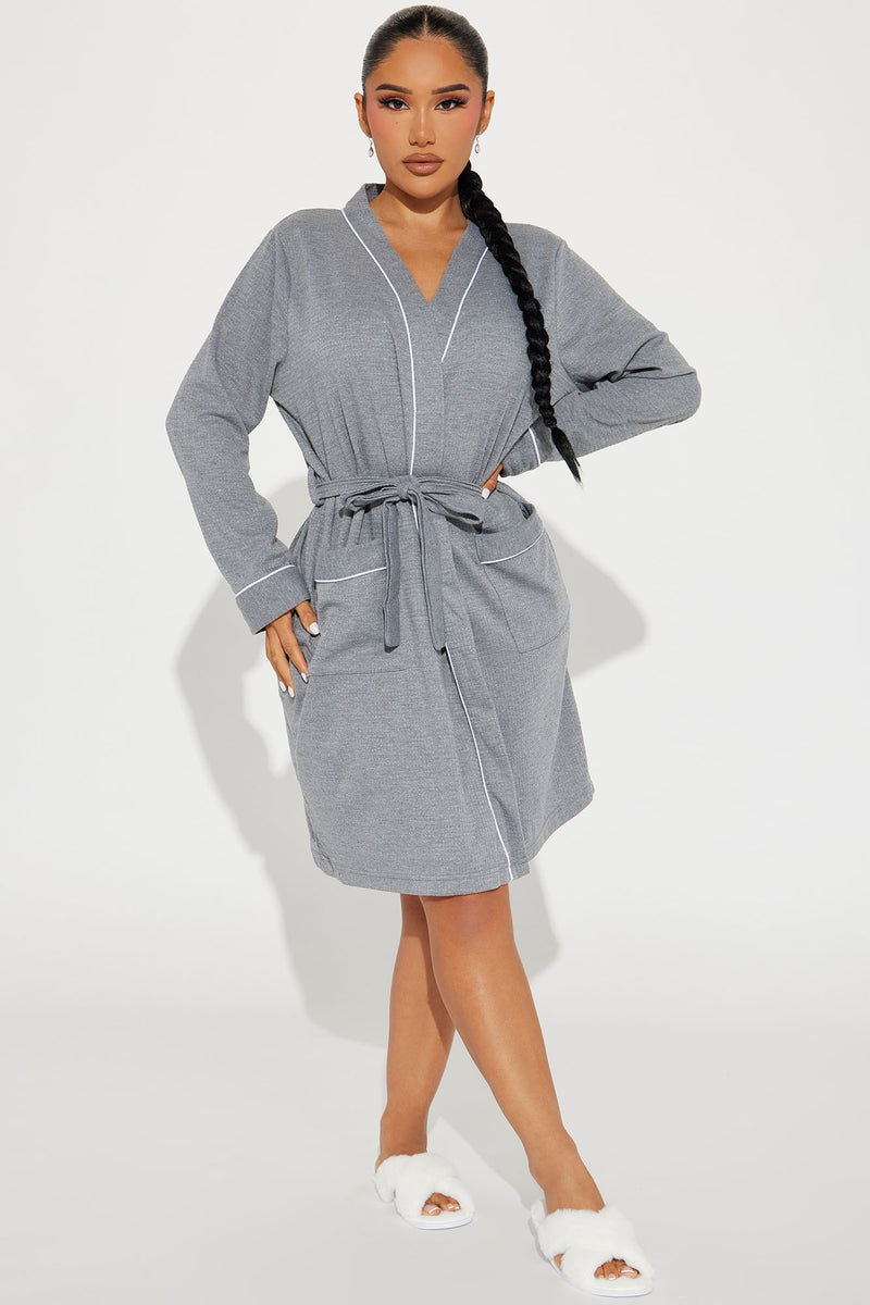 Time To Relax Waffle PJ Robe - Grey | Fashion Nova, Lingerie ...