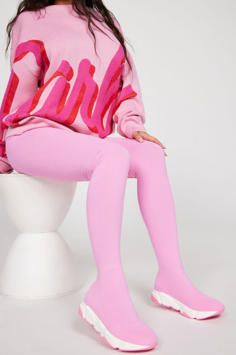 Pink sneaker boots store