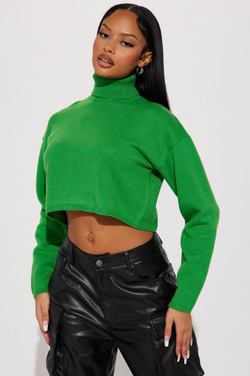 Jaida Turtleneck Sweater Kelly Green Fashion Nova Sweaters