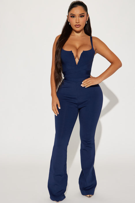 Blue bandage jumpsuit 2025
